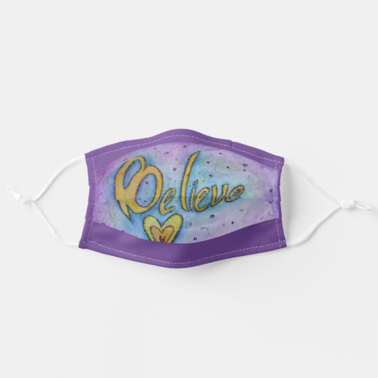 Believe Inspirational Word Art Custom Face Masks (Front, Unfolded)