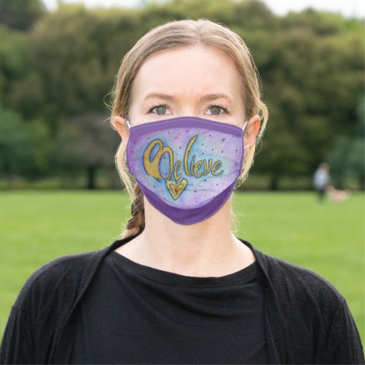 Believe Inspirational Word Art Custom Face Masks (Outside)