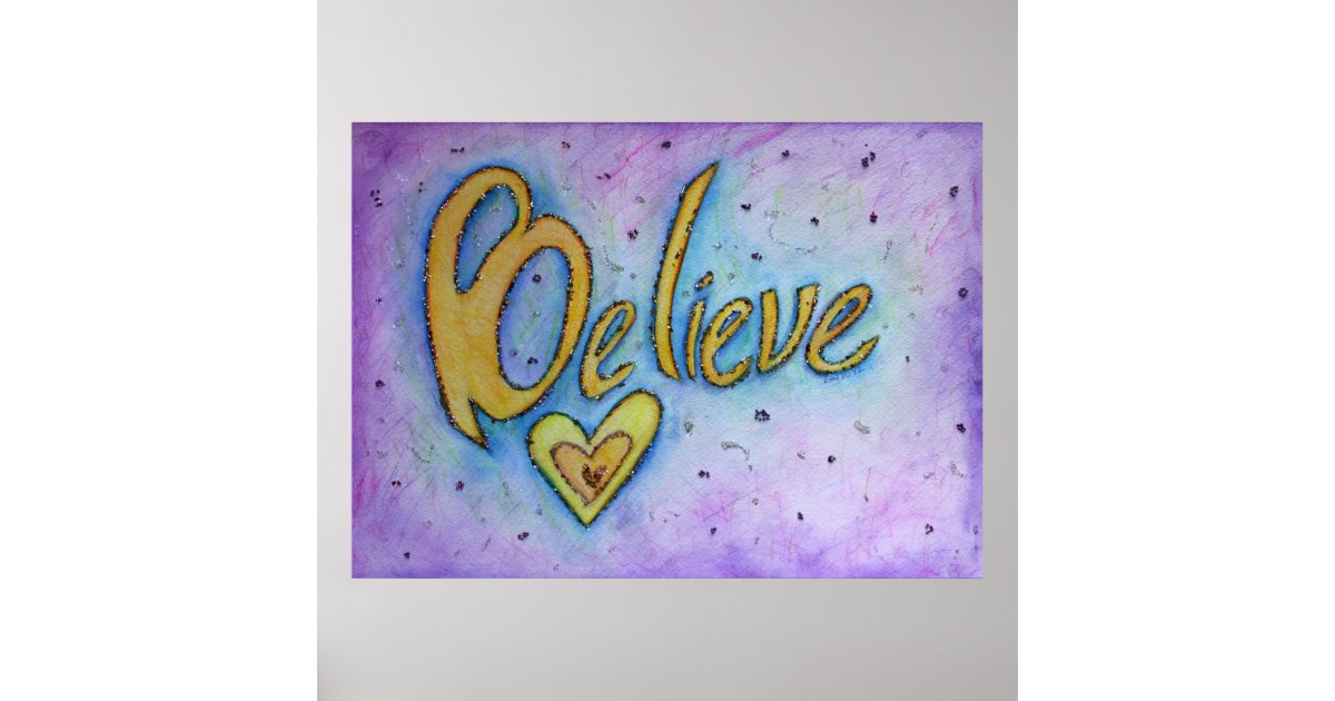 Believe Inspirational Word Art Painting Print Zazzle Com