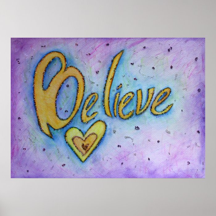 Believe Inspirational Word Art Painting Print