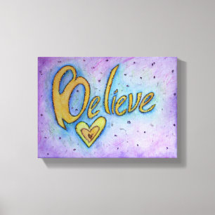 Believe Inspirational Word Painting Canvas Art