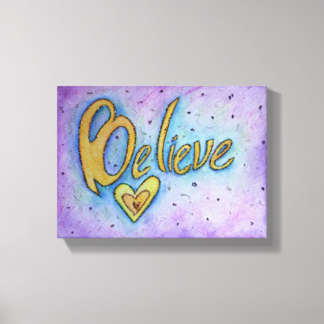 Believe Inspirational Word Painting Canvas Art (Front)