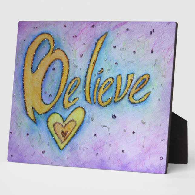 Believe Inspirational Word Painting Poem Plaque (Side)
