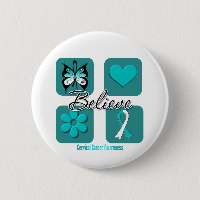 Believe Inspirations Cervical Cancer Pinback Button (Front)