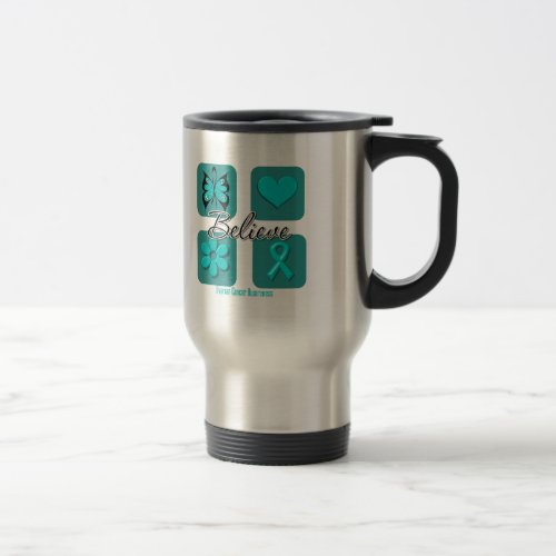 Believe Inspirations Ovarian Cancer Travel Mug