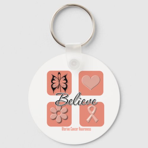 Believe Inspirations Uterine Cancer Keychain