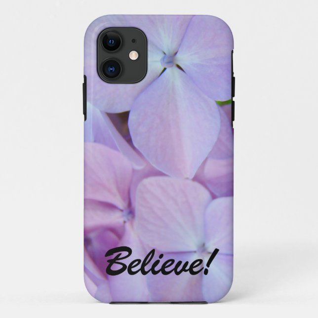 Believe! iPhone case Pink Purple Hydrangea Flowers (Back)