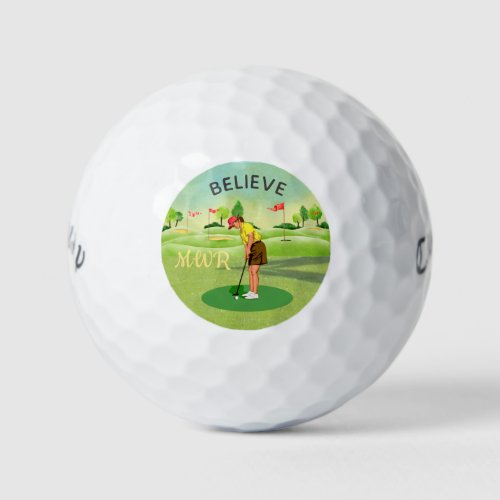 Believe is Key Cart Greens Monogram Golf Balls