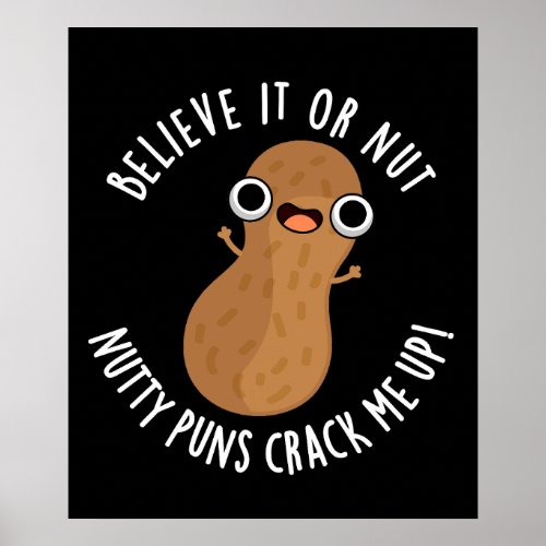 Believe It Or Not Nutty Puns Crack Me Up Dark BG Poster