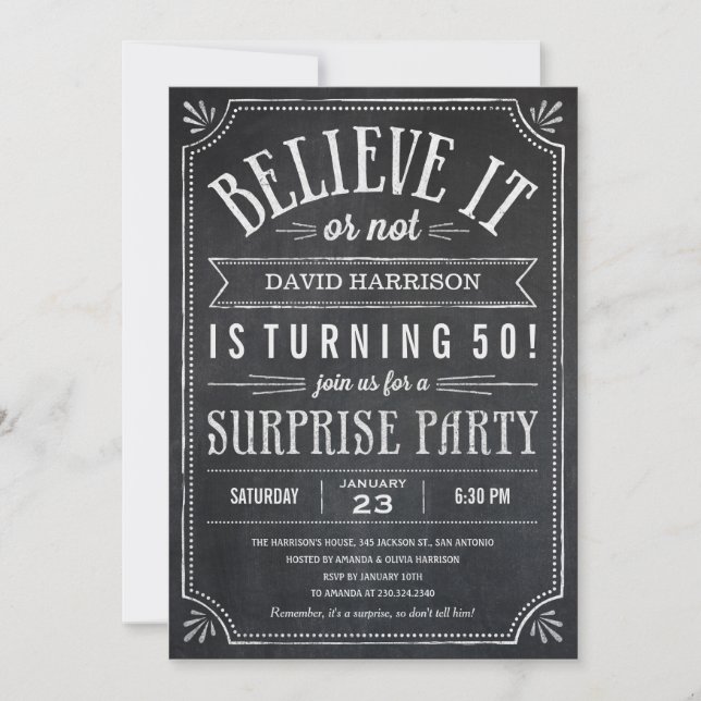 Believe it or Not Surprise Birthday Invitations (Front)