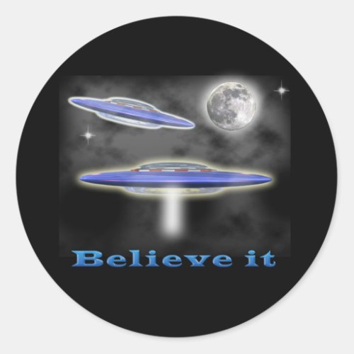 believe it UFO gear Classic Round Sticker