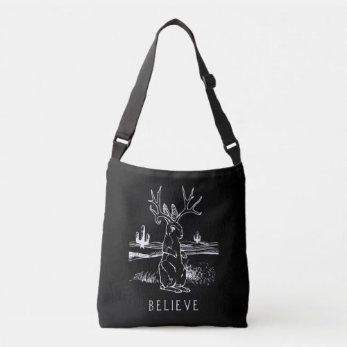 Believe Jackalope Cryptid Rabbit Bunny Apparel Crossbody Bag