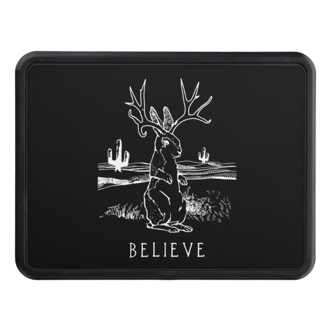 Believe Jackalope Cryptid Rabbit Bunny Apparel Hitch Cover (Front)