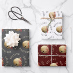 Believe Jingle Bell Grey White Red  Coordinated  Wrapping Paper Sheets at Zazzle