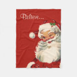 &quot;believe&quot; Jolly Vintage Santa Fleece Blanket at Zazzle