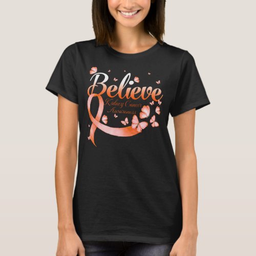 Believe KIDNEY CANCER Butterfly T_Shirt