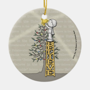 Believe Ladder -Christmas Tree Ceramic Ornament