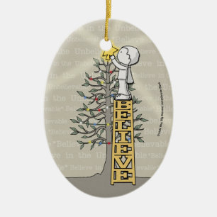 Believe Ladder -Christmas Tree Ceramic Ornament