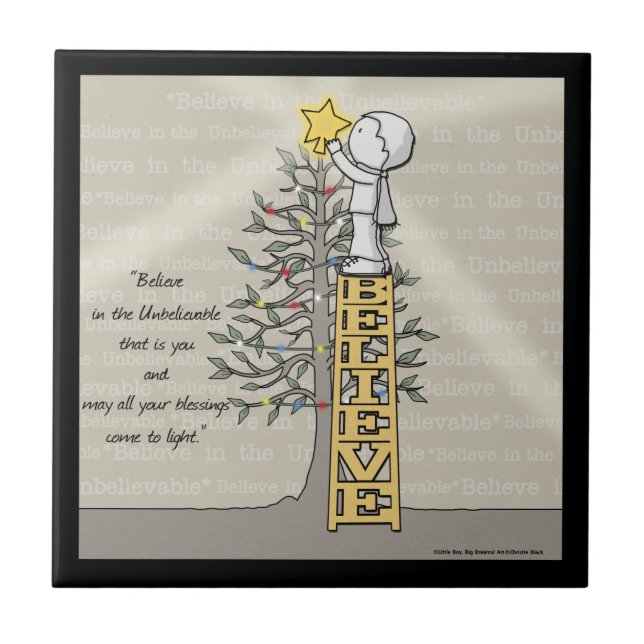 Believe Ladder -Christmas Tree Ceramic Tile (Front)