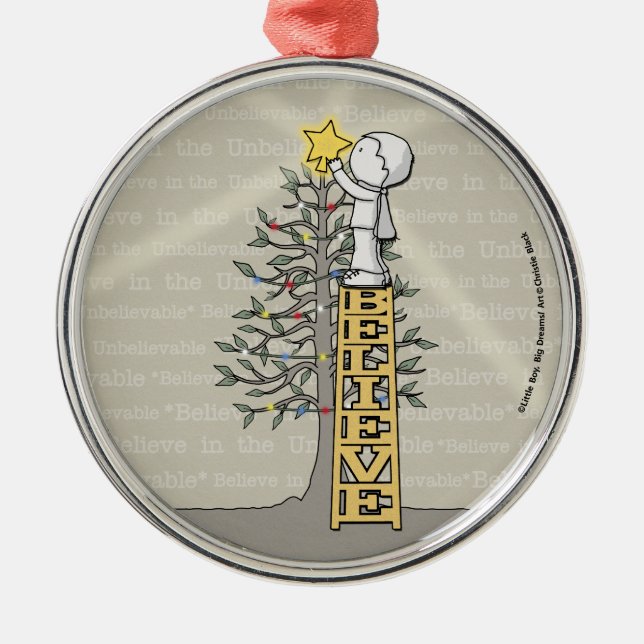 Believe Ladder -Christmas Tree Metal Ornament (Front)