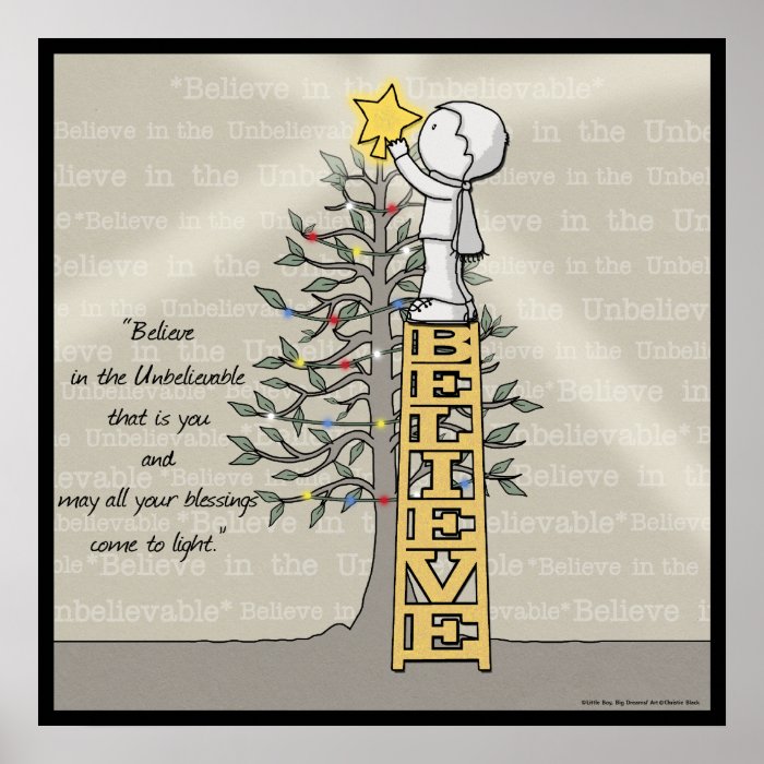 Believe Ladder  Christmas Tree Print