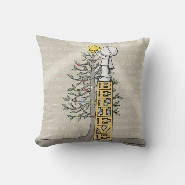 Believe Ladder -Christmas Tree Throw Pillow (Front)