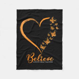 Believe Leukemia Awareness Orange Ribbon Fleece Blanket