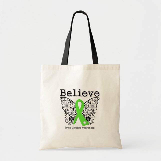 Believe Lyme Disease Awareness Tote Bag (Front)