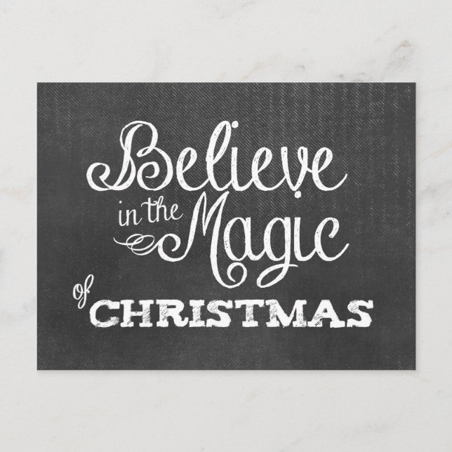 believe magic of Christmas Chalkboard Holiday Postcard (Front)