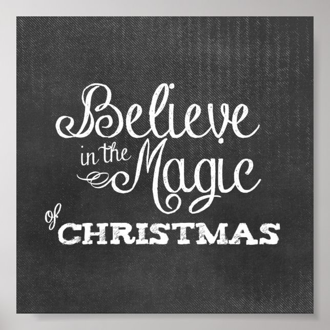 believe magic of Christmas Chalkboard Poster (Front)