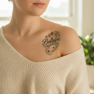 Believe Magical Stars - Inspirational Galaxy Boho Temporary Tattoos