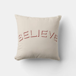 Believe Minimal Beige Cream Throw Pillow