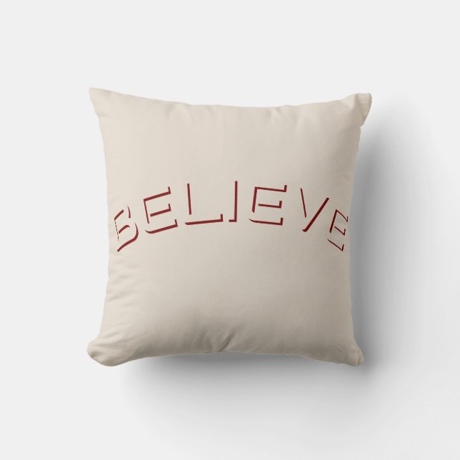 Believe Minimal Beige Cream  Throw Pillow (Front)