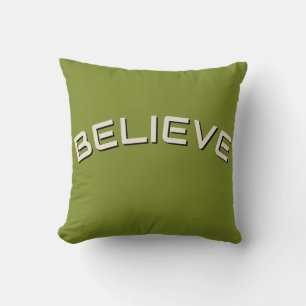 Believe Minimal Green Encouragement Throw Pillow