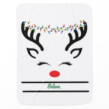 Believe modern funny Christmas reindeer white