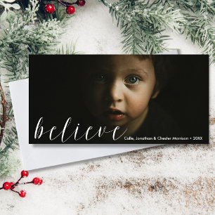 Believe Modern Soulful Beautiful Holiday Photo Card