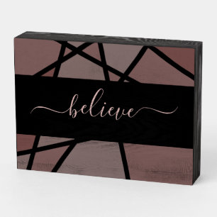 Believe Motivational Quote Stained Glass Effect Wooden Box Sign