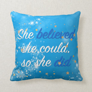 Believe Motivational Quote Typography Script Throw Pillow