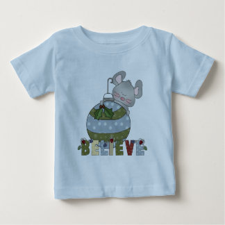Believe Mouse Ornament Cute Holiday Christmas Baby T-Shirt