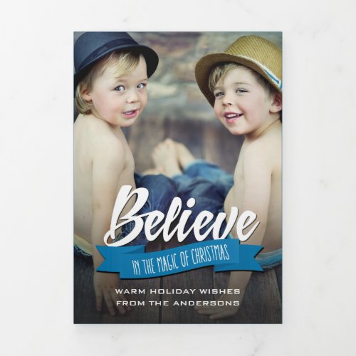 Believe Multi Photo Holiday  Tri_Fold Announcement