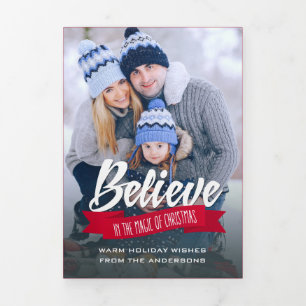 Believe. Multi Photo Holiday Tri-Fold Card
