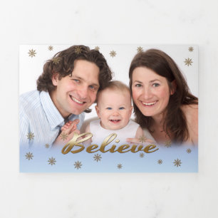Believe. Multi Photo Tri-Fold Christmas Card