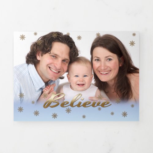 Believe Multi Photo Tri_Fold Christmas Card