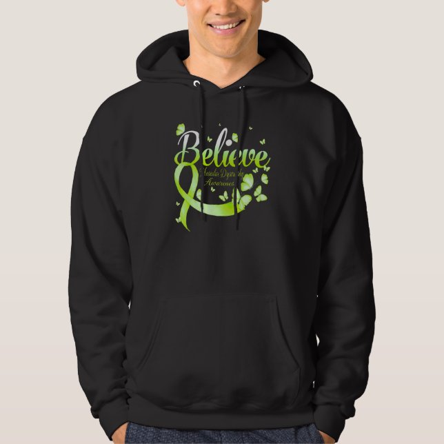 Believe Muscular Dystrophy Awareness Butterfly Hoodie (Front)