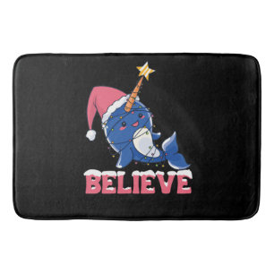 Believe Narwhal Christmas Snow Fairy Lights Bath Mat