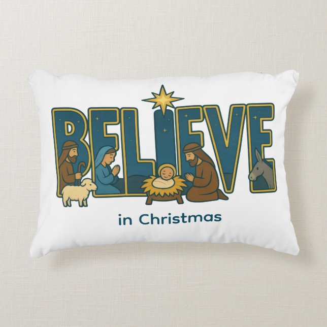 Believe nativity  accent pillow (Front)