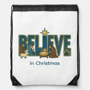Believe Nativity  Drawstring Bag