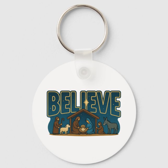Believe Nativity Keychain (Front)