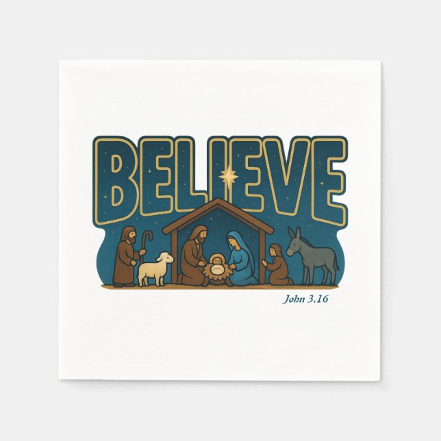 Believe Nativity Napkins (Front)