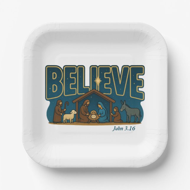 Believe Nativity Paper Plates (Front)
